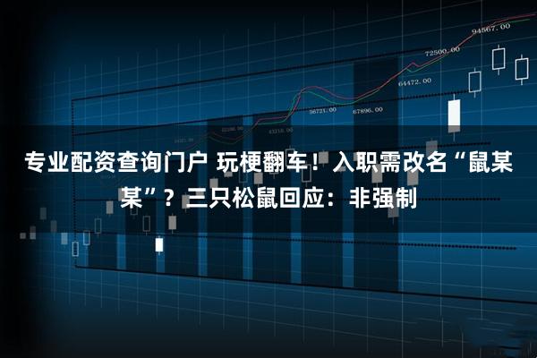专业配资查询门户 玩梗翻车！入职需改名“鼠某某”？三只松鼠回应：非强制